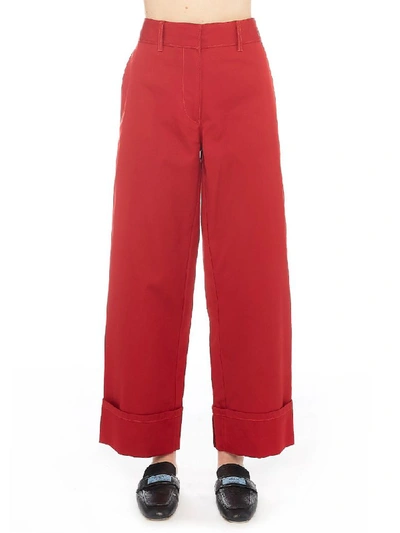 Shop Prada Pants In Red