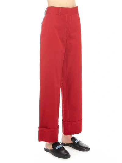 Shop Prada Pants In Red