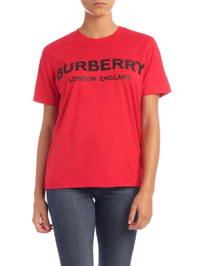 Shop Burberry Short Sleeve T-shirt In Bright Red