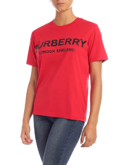 Shop Burberry Short Sleeve T-shirt In Bright Red