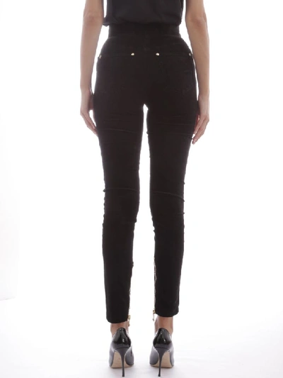 Shop Balmain Pants In Black Velvet