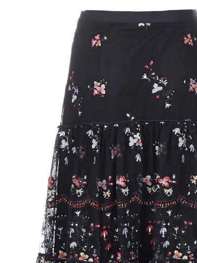 Shop Tory Burch Embroidery Skirt In Nero
