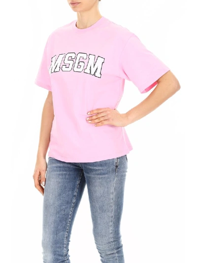 Shop Msgm Logo T-shirt In Rosa (pink)
