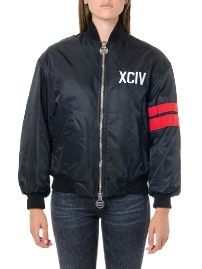 Shop Gcds Oversized Black Bomber Jacket