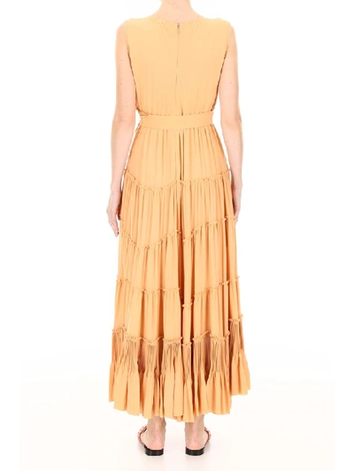 Shop Bottega Veneta Ruffled Dress In Dark Blondie (beige)