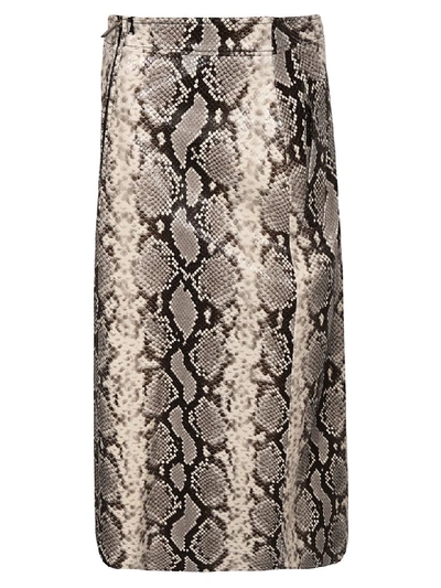 Shop Dsquared2 Python Print Midi Skirt In Grey