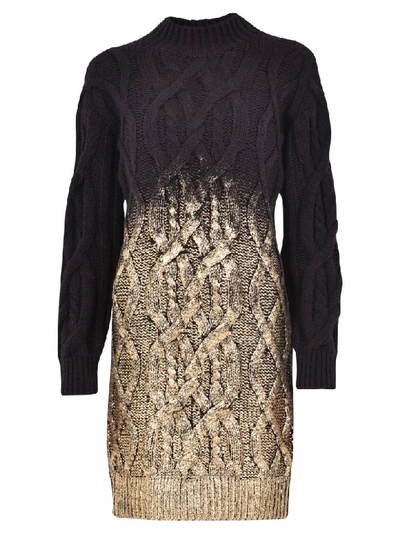 Shop Pinko Cable Knit Dress In Multi