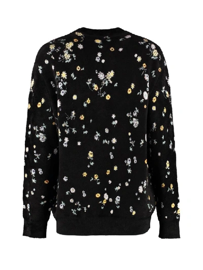 Shop Givenchy Logo Embroidery Crew-neck Sweatshirt In Black