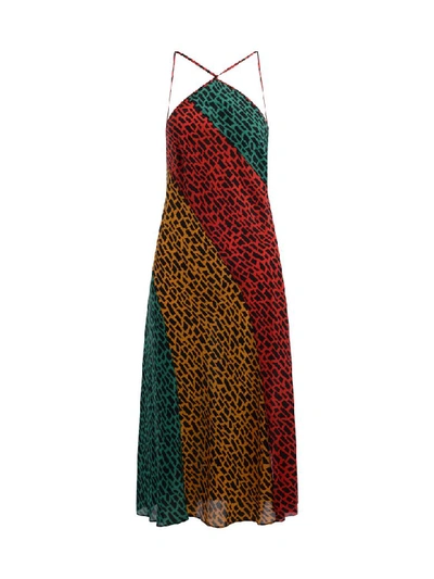 Shop Rixo London Rixo Long Dress Natasha Model In Multicolor Giraffe Print