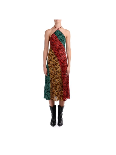 Shop Rixo London Rixo Long Dress Natasha Model In Multicolor Giraffe Print