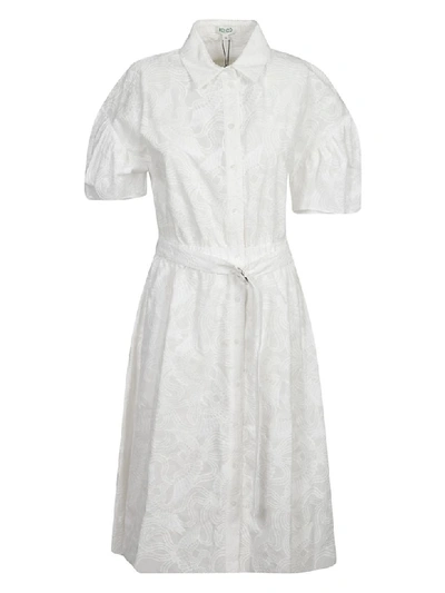 Shop Kenzo Embroidered Dress In Blanc