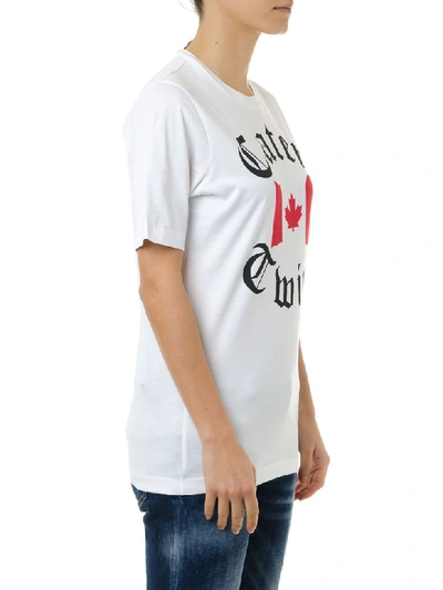 Shop Dsquared2 Printed T Shirt In White Cotton In White/black/red