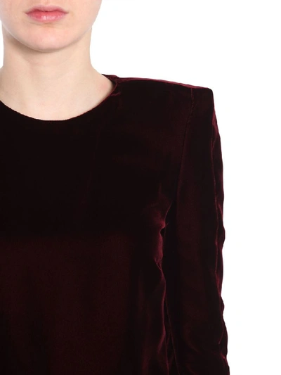 Shop Saint Laurent Long-sleeved Minidress In Bordeaux