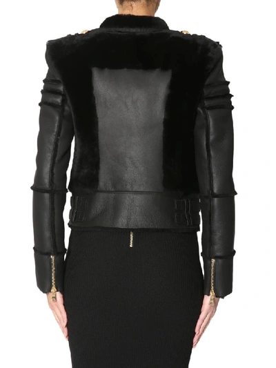 Shop Balmain Biker Jacket In Nero