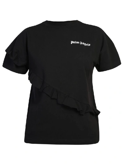 Shop Palm Angels Branded T-shirt In Black