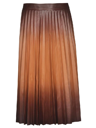 Shop Givenchy Pleated Midi Skirt In Caramel Brown