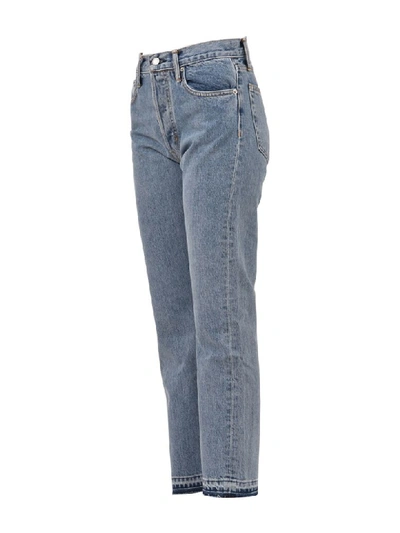 Shop Helmut Lang Frayed Cropped Jean In Blue