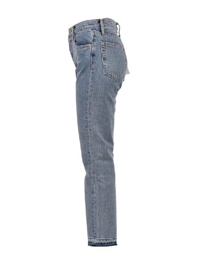 Shop Helmut Lang Frayed Cropped Jean In Blue