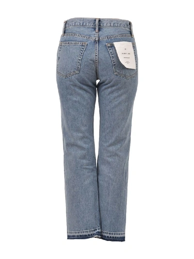 Shop Helmut Lang Frayed Cropped Jean In Blue