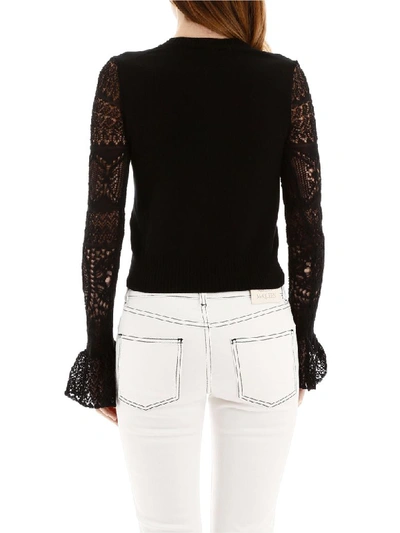 Shop Alexander Mcqueen Pullover With Crochet Sleeves In Black (black)