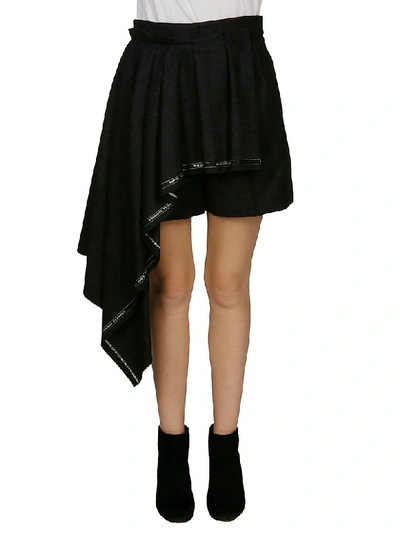 Shop Alexander Mcqueen Hight Waisted Asymmetric Shorts In Anthracite