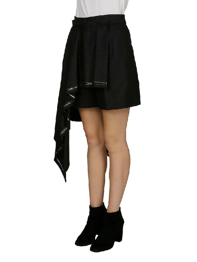 Shop Alexander Mcqueen Hight Waisted Asymmetric Shorts In Anthracite