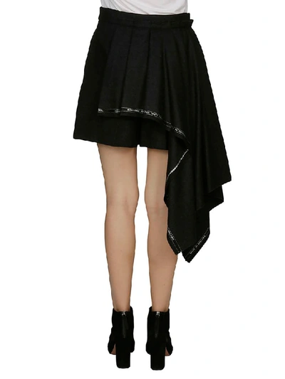 Shop Alexander Mcqueen Hight Waisted Asymmetric Shorts In Anthracite