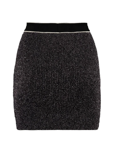 Shop Off-white Knitted Lurex Skirt In Silver
