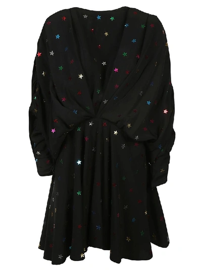 Shop Attico Embroidered Dress In Black