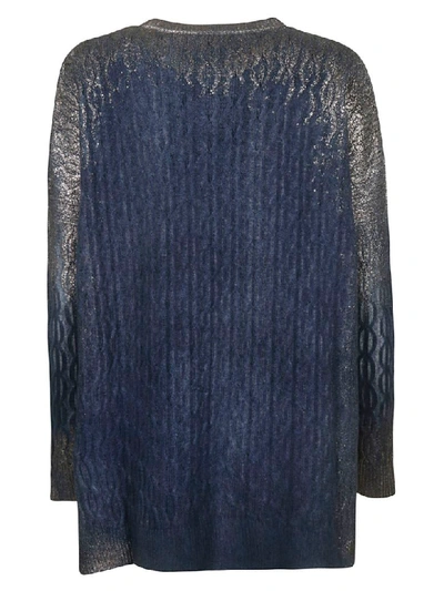 Shop Avant Toi Round Neck Sweater In Blue/silver