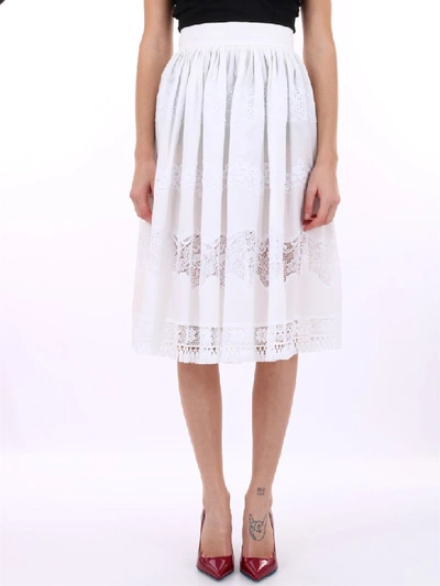 Shop Dolce & Gabbana Skirt White Cotton