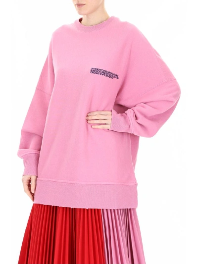 Shop Calvin Klein Oversized Sweatshirt With Logo In Dark Anemone (pink)