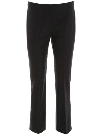 Shop Alexander Mcqueen Wool Flannel Trousers In Anthracite (grey)
