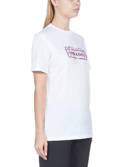 Shop Prada Logo Short Sleeve T-shirt In Bianco