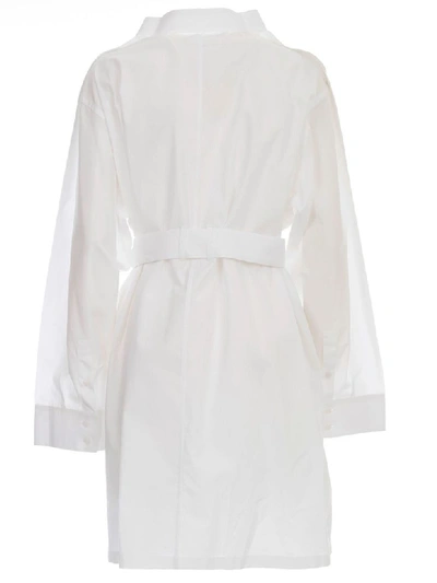 Shop Maison Margiela Dress L/s Cotton Popeline In White