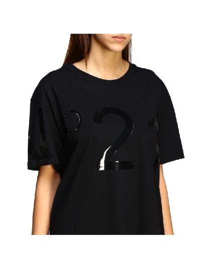 Shop N°21 N° 21 T-shirt N &deg; 21 Over T-shirt With Rubberized And Shiny Logo Print In Black