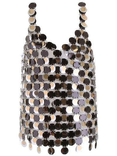 Shop Paco Rabanne Sequins Top In Black Silver Light Gold (metallic)