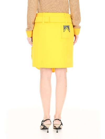Shop Prada Ruffled Mini Skirt In Giallo Giallo (yellow)