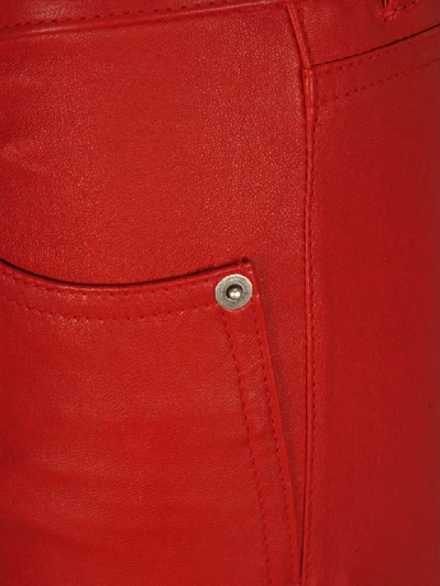 Shop Saint Laurent Stretch Lambskin Skinny Jeans In Red