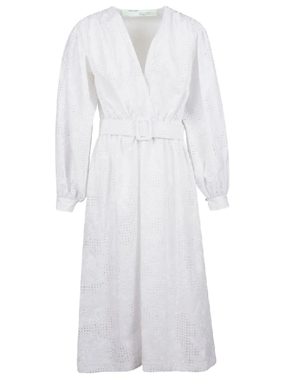 Shop Off-white Poplin Midi Dress In White No Color