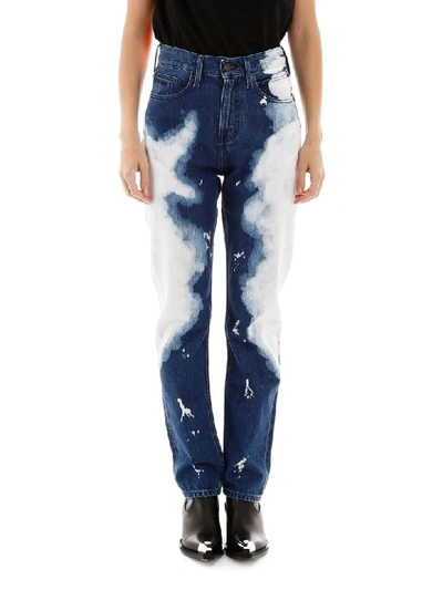 Shop Calvin Klein Bicolor Jeans In Indigo Random Bleach (white)