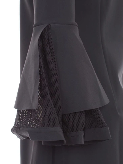 Shop La Petit Robe Di Chiara Boni Dress 3/4s Boat Neck W/net Sleeve In Nero