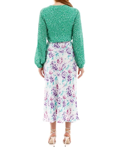 Shop Rixo London Kelly Skirt In Italian Floral Pink Teal (white)