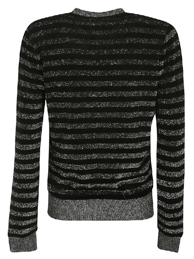 Shop Saint Laurent Striped Sweater In Black/silver