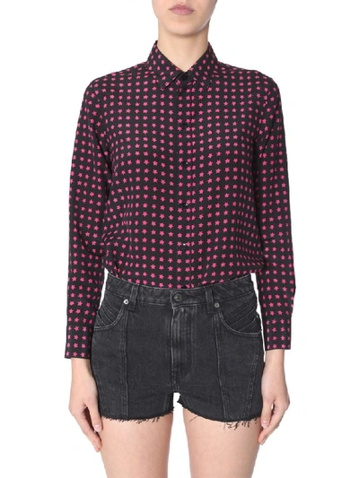 Shop Saint Laurent Silk Shirt In Nero