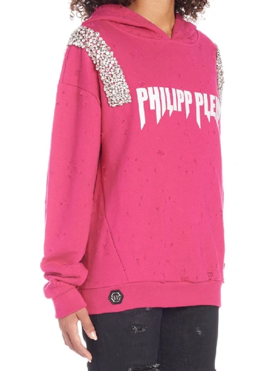 Shop Philipp Plein Rock Pp Hoodie In Fuchsia