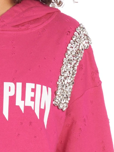 Shop Philipp Plein Rock Pp Hoodie In Fuchsia