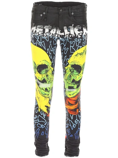 Shop R13 Kate Metallica Jeans In Skull Print (black)