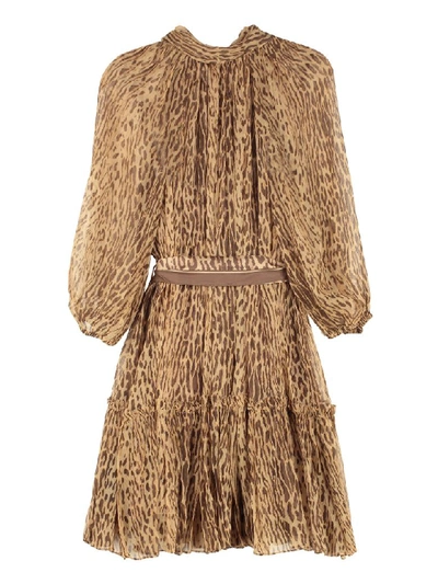 Shop Zimmermann Espionage Belted Silk Dress In Beige