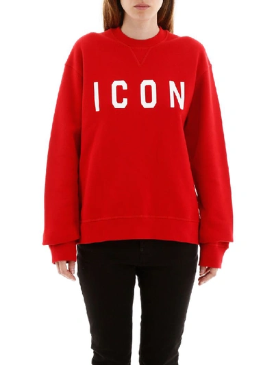 Shop Dsquared2 Icon Sweatshirt In Red White Print (red)
